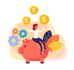 Money savings piggy bank. Banking business concept. Vector flat cartoon graphic design isolated illustration