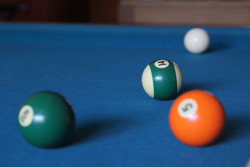 billiard pool balls on table