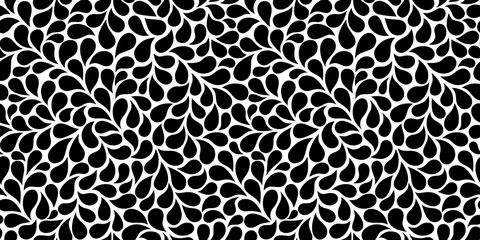 Foto op Plexiglas Zwart wit geometrisch modern Vector abstracte achtergrond met druppels. Elegant retro naadloos patroon.