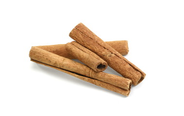 Cinnamon sticks isolated on white background with shadow. Spice Cinnamon sticks.