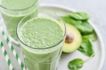 Green smoothie with spinach and avocado
