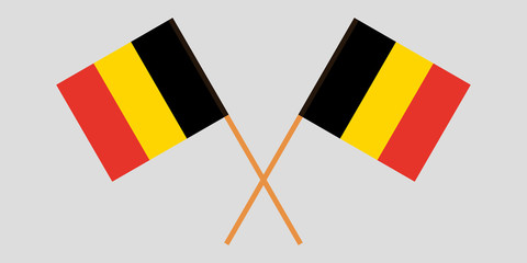 Belgium. Crossed Belgian flags. Official colors. Correct proportion. Vector
