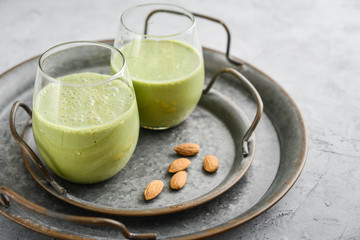 Green smoothie with spinach and avocado