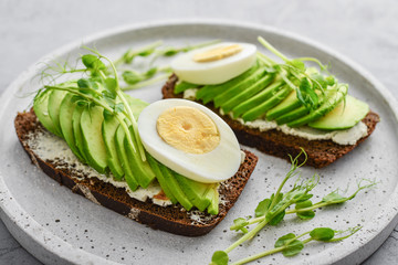 Avocado Sandwich with boiled Egg