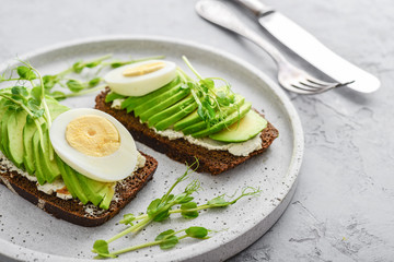 Avocado Sandwich with boiled Egg