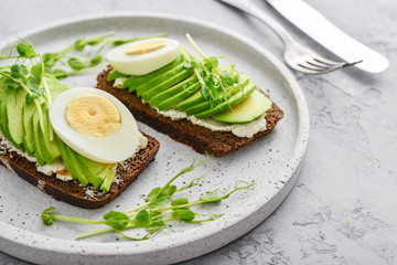 Avocado Sandwich with boiled Egg