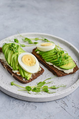 Avocado Sandwich with boiled Egg