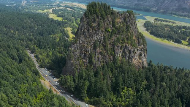 Beacon Rock, an 848-foot (258 m) basalt volcanic plug on the north shore of the Columbia River 32 miles (51 km) east of Vancouver. It was named by Lewis and Clark in 1805.  