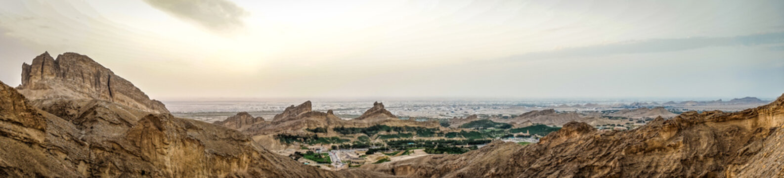 panorama view from the top of jebal hafeet, uae