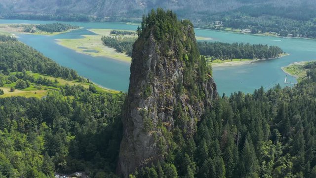 Beacon Rock, an 848-foot (258 m) basalt volcanic plug on the north shore of the Columbia River 32 miles (51 km) east of Vancouver. It was named by Lewis and Clark in 1805.  