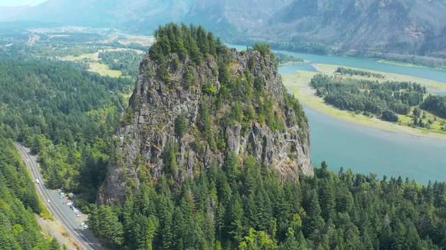 Beacon Rock, an 848-foot (258 m) basalt volcanic plug on the north shore of the Columbia River 32 miles (51 km) east of Vancouver. It was named by Lewis and Clark in 1805.  