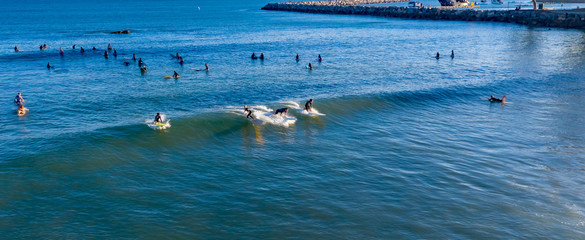 surfing doheny state beach, south oc, ca. Aerial