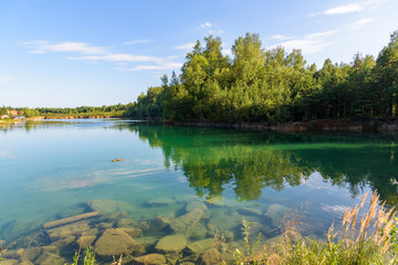 Flooded old quarry in Grodek park in Jaworzno © mkos83