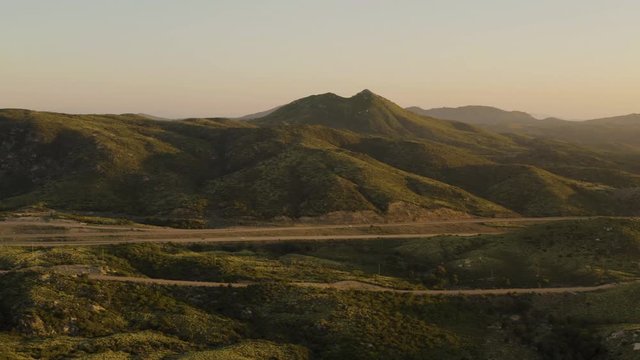 Aerial view of Mountain rural landscape crossed by Highway 8 and Old Highway 8 running parallel San Diego County.