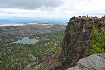 Fototapeta na wymiar View of Three Sisters and Three Sisters Wilderness from Tam McArthur Rim Trail near Sisters, Oregon.