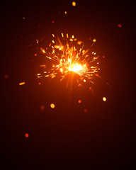 Christmas sparkler in haze with red light