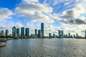 Fototapeta premium Shanghai skyline and cloudy sky landscape,China.