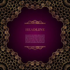 Luxury background with golden ornamental frame for greeting card, invitation or announcement
