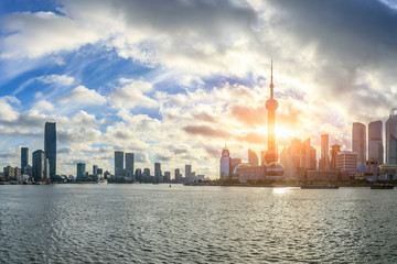 Fototapeta premium Beautiful Shanghai city scenery at sunrise,China