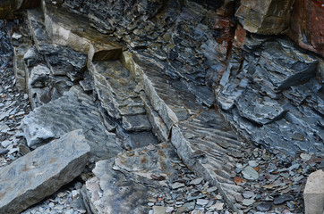 Broken Slate Pieces Showing Fossil Wave Patterns Joggins Fossil Cliffs Nova Scotia Canada