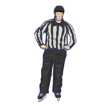 Hockey referee Isolated on a white background. Vector graphics.