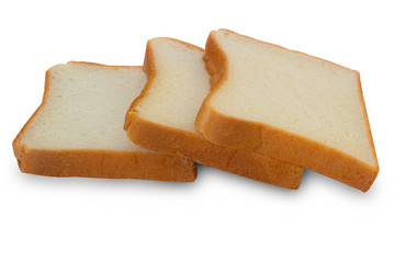 A row of slice fresh bread isolate on white background