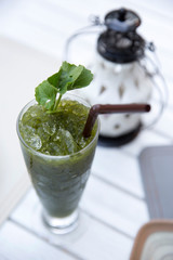Asiatic Pennywort juice in glass on table