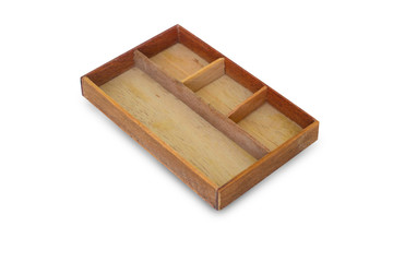 wooden box with partition isolate on white background