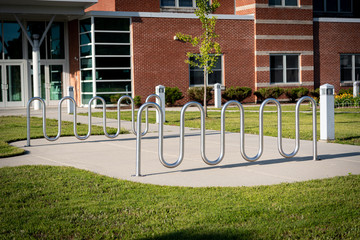 Bicycle Rack Up Close In Maine 