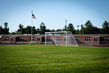 Fototapeta na wymiar Soccer Field In Maine During Summer 