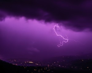 lightning in the night sky
