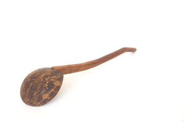 Coconut shell ladle isolate on white background