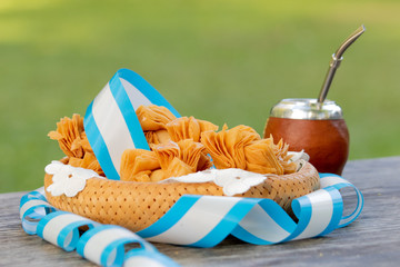 cupcakes, basket, matte and flag of Argentina