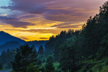 Sunset in the mountains. Gorny Altai, Siberia, Russia