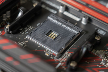 PC build - motherboard cpu socket (red and black)