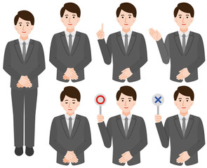 員男性　シンプルイラスト線なし セット