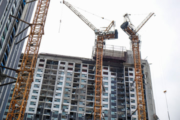 Construction site modern high rise condominium building