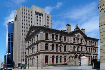 old 1865 office building and modern office buildings, downtown Halifax, Nova Scotia