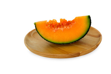 A piece of slice melon isolate on white background