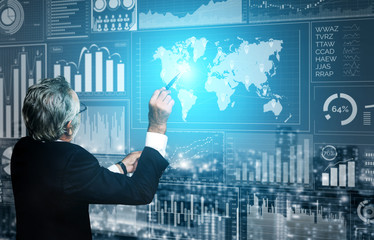 Data Analysis for Business and Finance Concept. Graphic interface showing future computer...