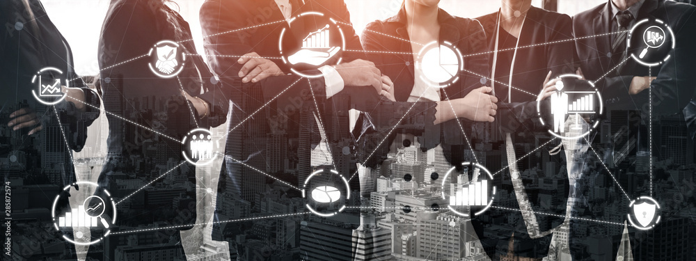 Wall mural data analysis for business and finance concept. graphic interface showing future computer technology