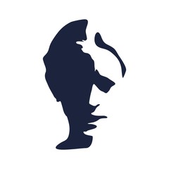 Obraz premium Face front view. Elegant silhouette of a female head.