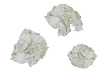 White crumpled paper ball isolate on white background