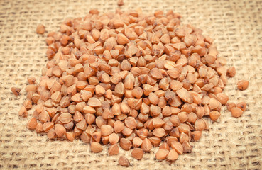 Buckwheat as source minerals and fiber on jute canvas