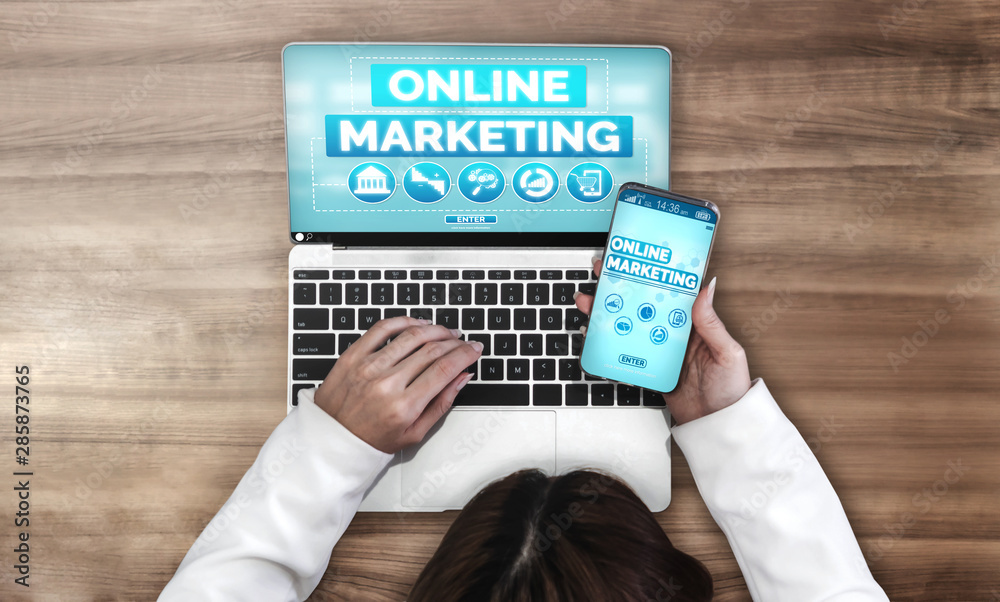 Canvas Prints digital marketing technology solution for online business concept - graphic interface showing analyt