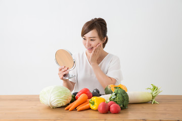 野菜と女性