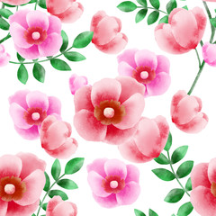 Fototapeta na wymiar Wildrose Flower Seamless Pattern