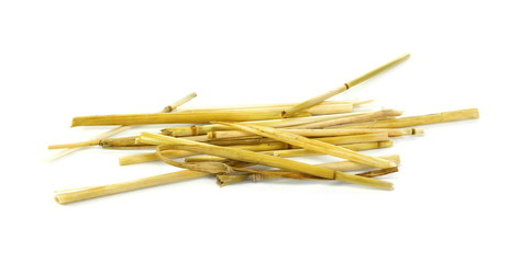 Pile straw isolated on white background. Straw texture. 