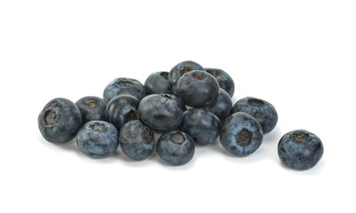Sweet blueberries isolated on white .