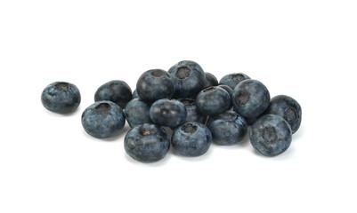 Sweet blueberries isolated on white .